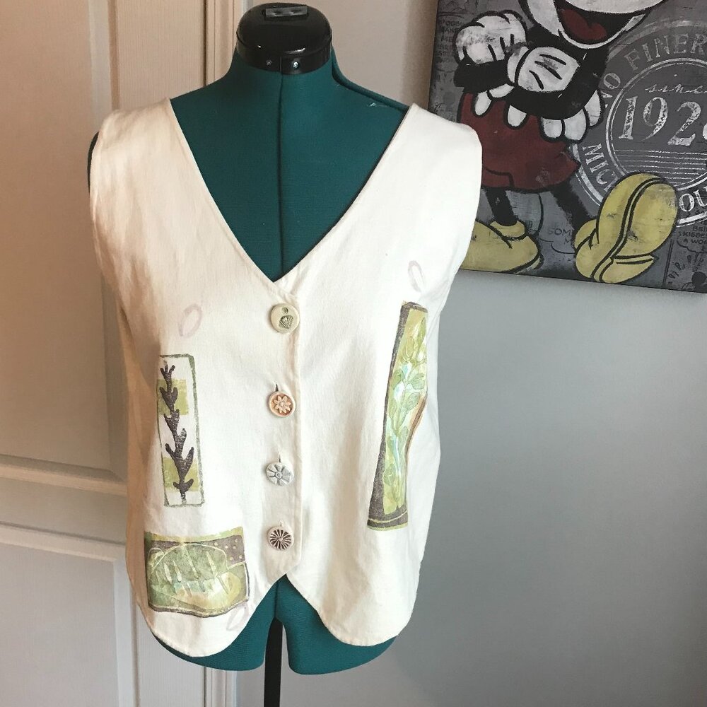 Blue Fish hand printed vest, size XL (no tag, I'm guessing)